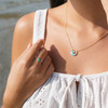14K Gold Vermeil Mini Wave Ring Turquoise and Lab Sapphire