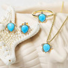 14K Gold Vermeil Mini Turtle Ring Turquoise and Lab Sapphire