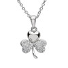 Platinum Plate White Shamrock Medium Pendant Swarovski