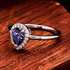 Sterling Silver Tanzanite CZ Halo Ring
