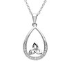 Platinum Plated White Trinity Tear Drop Pendant Swarovski