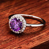 Sterling Silver Amythest CZ Halo Ring