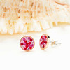 Sterling Silver with Pink and Rose Crystals Stud Earrings