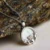 Sterling Silver Mother of Pearl Irish Claddagh Medallion Pendant with White Crystals