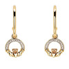 14kt Yellow Gold Lab Grown Diamond Claddagh Drop Earrings