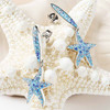 Sterling Silver Starfish Earrings with Aquamarine Crystals