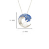 Sterling Silver Wave Pearl Necklace with Sapphire Crystals