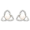 Platinum Plated Trinity Pearl and Crystal Stud Earrings