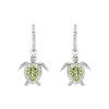 Sterling Silver Green Peridot Crystals Turtle Hoop Earrings
