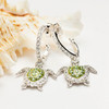 Sterling Silver Green Peridot Crystals Turtle Hoop Earrings