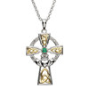 Silver Celtic Trinity Cross Set With Emerald And Diamond