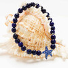 Sterling Silver Lapis Starfish Stretchy Bracelet With Crystals