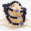 Sterling Silver Lapis Starfish Stretchy Bracelet With Crystals