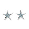 Stud Star Fish Earrings with Aqua Crystals