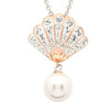 Sterling Silver Pearl and Rose gold Shell Necklace with white crystals