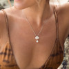 Sterling Silver Pearl and Rose gold Shell Necklace with white crystals