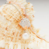 Sterling Silver Pearl and Rose gold Shell Necklace with white crystals