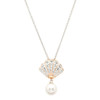 Sterling Silver Pearl and Rose gold Shell Necklace with white crystals