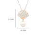 Sterling Silver Pearl and Rose gold Shell Necklace with white crystals