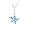 Sterling Silver Blue and Aqua Crystals Starfish Mini Necklace