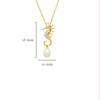 14KT Gold Vermeil Pearl Seahorse Necklace with White Cubic Zirconia