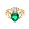 14kt Gold Lab Emerald and Diamond Claddagh ring