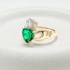14kt Gold Lab Emerald and Diamond Claddagh ring