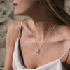 14K Gold Vermeil Turtle Necklace Turquoise and Lab Sapphire