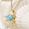 14K Gold Vermeil Turtle Necklace Turquoise and Lab Sapphire