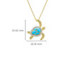 14K Gold Vermeil Turtle Necklace Turquoise and Lab Sapphire