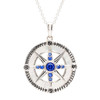 Sterling Silver Sapphire Crystal Mother of Pearl Compass Necklace