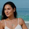 Sterling Silver Sapphire Crystal Mother of Pearl Compass Necklace