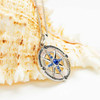 Sterling Silver Sapphire Crystal Mother of Pearl Compass Necklace