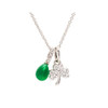 Sterling Silver White Crystal and Green Agate Shamrock Necklace