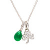 Sterling Silver White Crystal and Green Agate Shamrock Necklace