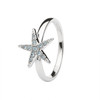 Aqua Starfish Ring Encrusted with White Crystal