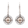 Sterling Silver and Rose Gold Compass Earrings With Crystals