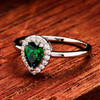Sterling Silver Emerald CZ Halo Ring