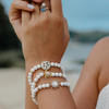 14Kt Gold Vermeil White Agate Sea Turtle Stretchy Bracelet