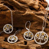 Sterling Silver White Cubic Zirconia Gold Plated Tree of Life Earrings