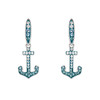 Sterling Silver Anchor Earrings with Aqua and White Crystals