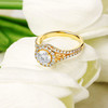 14kt Yellow Gold Round Halo Trinity Mount Only Engagement Ring
