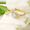14kt Yellow Gold Round Halo Trinity Mount Only Engagement Ring