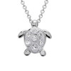Turtle Pendant With Clear Crystals - Medium Size