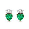 14kt Gold Lab emerald and Diamond Claddagh Earrings
