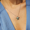Mother & Baby Turtle Necklace With Crystals