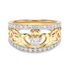 14kt Yellow Gold Claddagh Ring with Lab Diamonds Accents