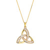 14kt Yellow Gold Lab Grown Diamond Celtic Trinity Knot Necklace