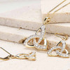 14kt Yellow Gold Lab Grown Diamond Celtic Trinity Knot Necklace