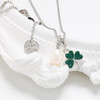 Sterling Silver Shamrock Necklace with Pearl and Green Crystals